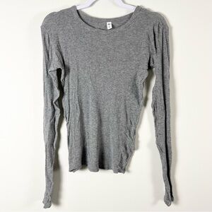 🤍 BP Ribbed Gray Long Sleeve T-Shirt Women's Top Size Small Capsule Basic 🤍